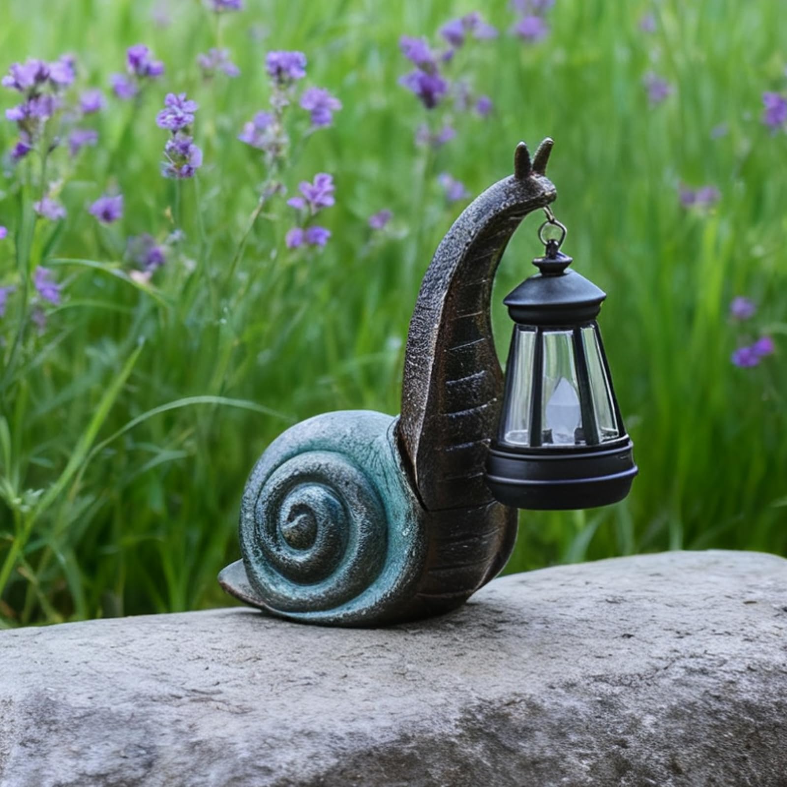 CSZLSMH Solar Snail Garden Lights Outdoor Decor (3.15" W x 4.92" L x 8.27" H), Solar Powered Figurine for Patio Lawn Yard Porch, Indoor Decoration, Unique Gift for Mom Grandma Women