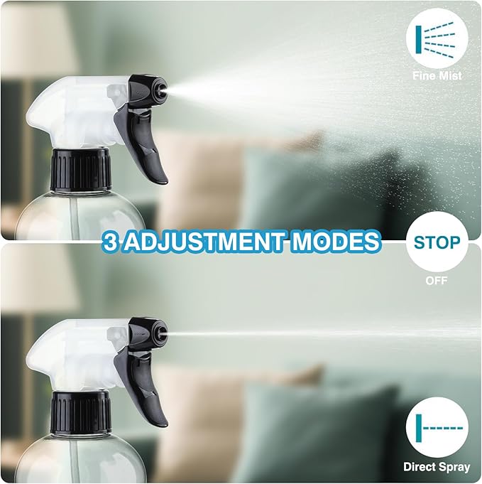 Spray Bottles BPA free Plastic Spray Bottle 10oz/300ml Adjustable Sprayer Empty Refillable Container Mist Stream for Watering Plants, Pet Training, Kitchen Cleaning