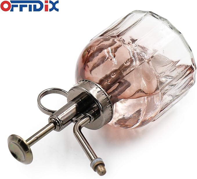 OFFIDIX Glass Watering Spray Bottle,Plant Mister Watering can Indoor with Bronze Plastic Top Pump, Glass Small Watering Can for Indoor Potted Plants Outdoor House Plant