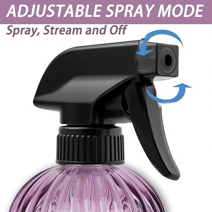 Glass Plant Mister Bottle, 15oz Refillable Water Bottle Spray, Handheld Water Spray Bottle with Adjustable Mist Nozzle for Indoor Flowers, Outdoor Gardening, Cleaning, Hair & Pets Care (Purple)