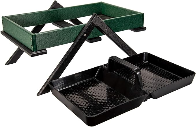 JCs Wildlife Removable Tray Ground Bird Feeder - Platform Bird Feeder - Holds 8 Cups of Seed (Large, Green)
