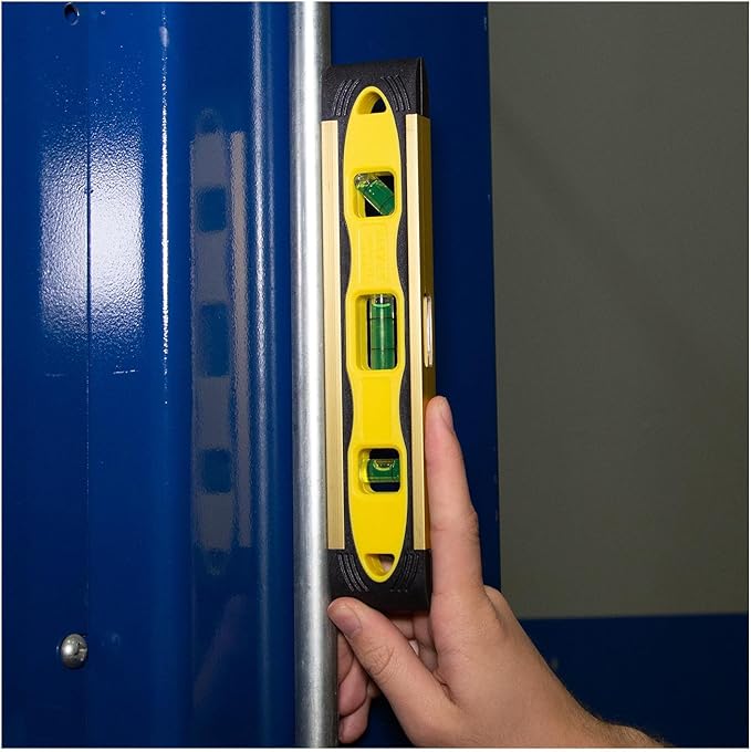 Mayes 10790 Magnetic Torpedo Level, Made in USA for Leveling Pipes and Metal Surfaces, 9 Inch, V-Groove Base, 3 Acrylic Vials, Extruded Aluminum Frame