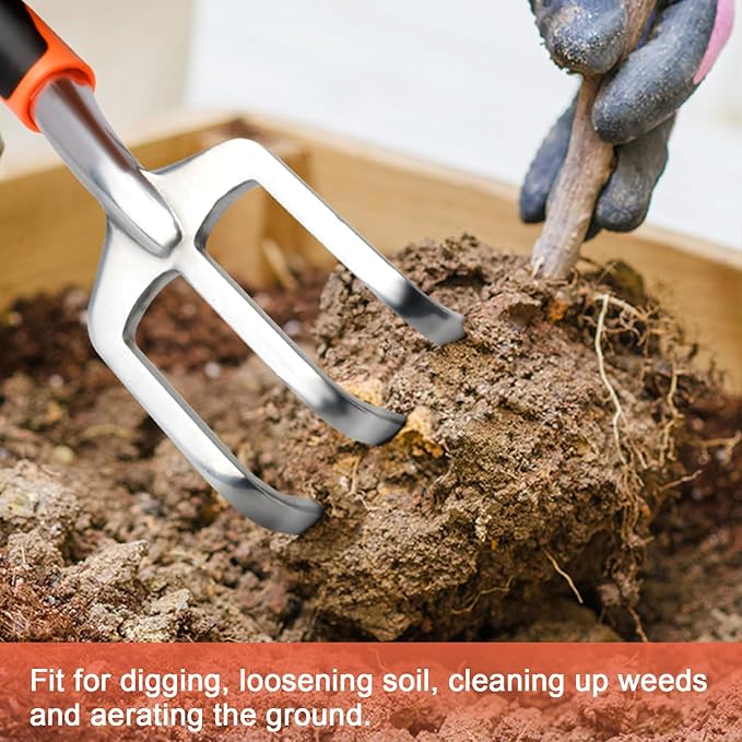 Hand Rake Garden Tool, Heavy Duty Hand Cultivators for Gardening, Small Garden Claw Tool Garden Handrake with Ergonomic Handle, Weed Rake Cultivator Tool for Cultivating, Loosening, Weeding