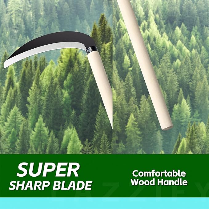 Japanese Weeding Sickle Garden Tool Set - Garden Hand Weeder Sickle Tool,Scythe Tool for Gardening,Manual Grass Sickle Carbon Steel Blade Cutter Gardening Quick Work. (Weeding Sickle)