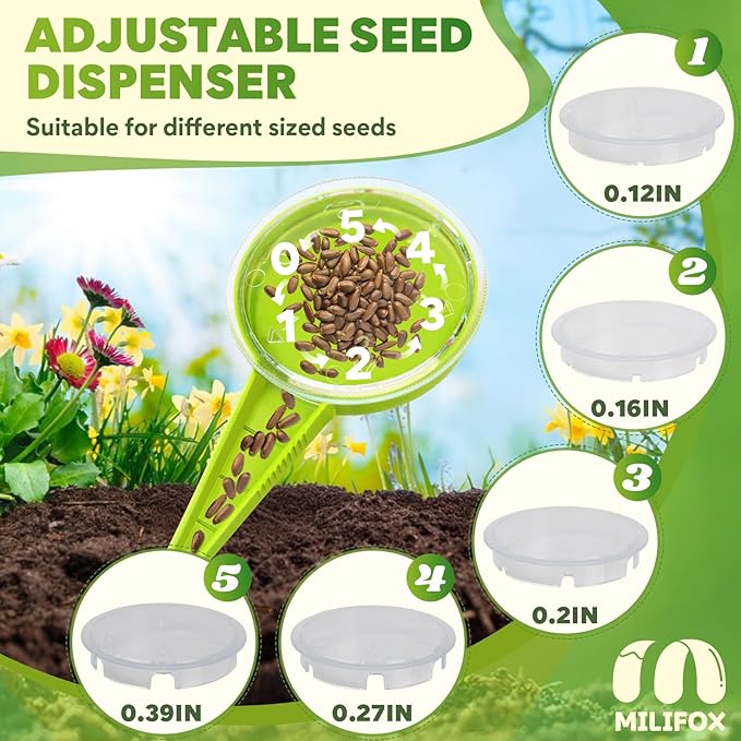 Seed Planter Tool, 6.9" Dibber Garden Tool, Plastic Dibbler Tools for Planting, Seed Dispenser, Bulb Digger Garden Planter for Sowing Seeds, Bulbs, Digging (Light Green)