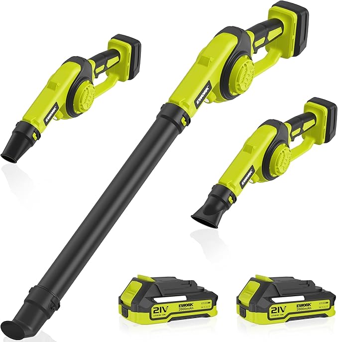 EWORK Small Leaf Blower Cordless 21V Powerful 130CFM/200MPH Mini Electric Leaf Blower with Battery and Fast Charger, Lightweight Leaf Blowers for for Lawn Care, Patio, Blowing Leaves