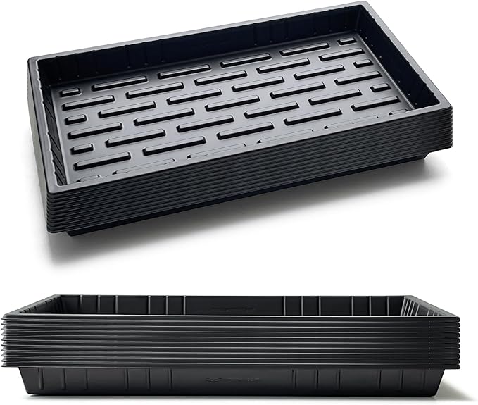 20 Pack Shallow 1020 Trays No Holes, Heavy Duty Reusable Seed Starter Flat Seedling Tray for 72/128 Cell Plug Tray, Transplant, Microgreen & Seed Germination (21"×11", 1.6" Deep, TD538)