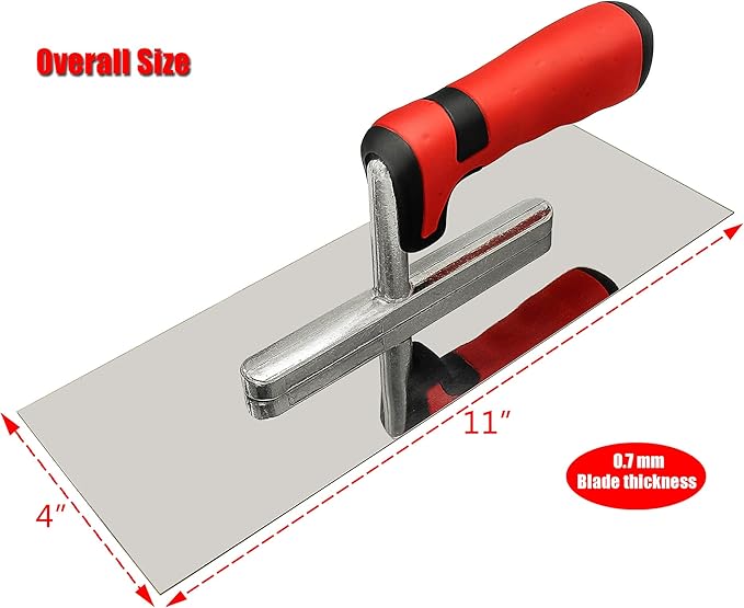 Stainless Steel Flat Finishing Trowel (11" x 4") Concrete Cement Drywall Plastering Tile Masonry Construction Hand Tools