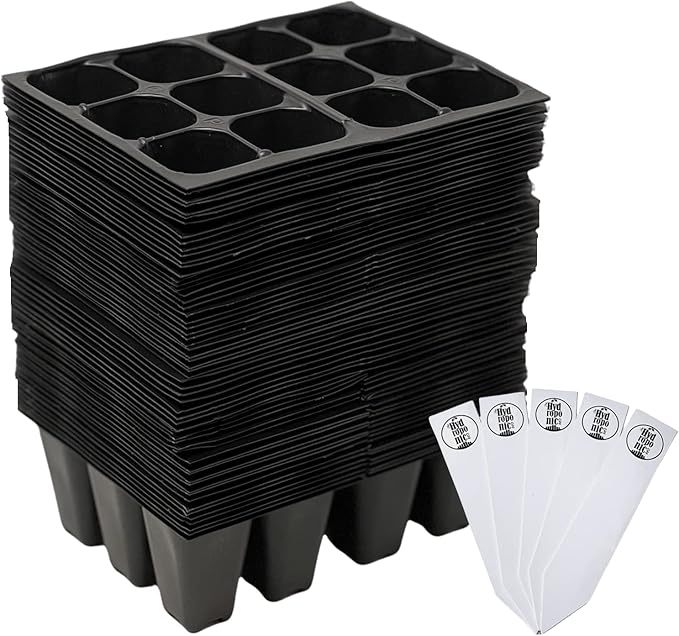 The Hydroponic City Seed Starter Trays, 720 Cells (120 Trays - 6 Cells Per Tray) + Plant Stakes