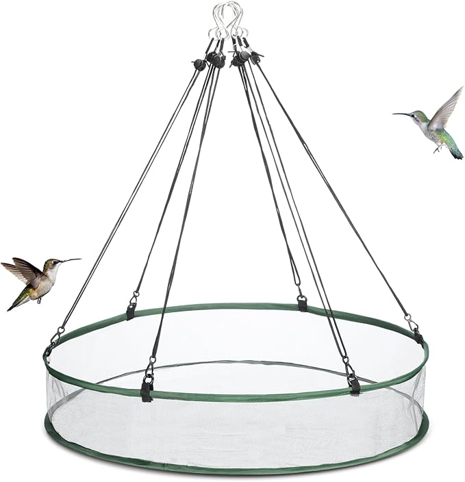 Universal Wild Bird Seed Catcher Hanging Hoop Platform Bird Seed Catcher Tray for Hummingbird Feeders Bee Feeder Outdoor Garden Accessories(2 Pieces,24 Inch)