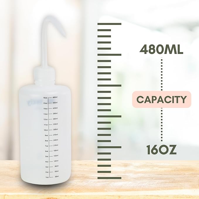 Mossify Squirtr Bottle 480ml – Clear Squirt Water Bottle for Plants, Tattoo, Hair & Labs – Easy Squeeze Plant Waterer with Long Nozzle – Refillable Seedling Watering Can, Wash Bottle - Clear