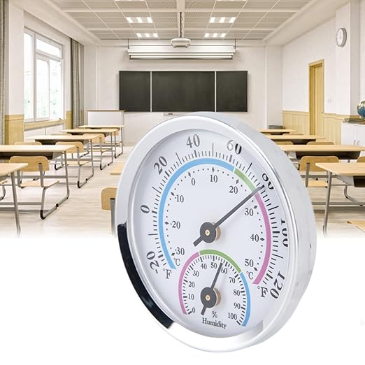 Wall Thermometer, 2 in 1 Hygrometer Clear Graduations Portable no Batteries Required Metal Wall Indoor Outdoor Thermometer Backyard Compost Thermometer for Use in Greenhouses Warehouses Homes Offices