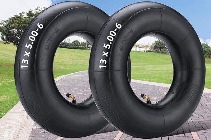 (2-Pack) Fastvert 13x5.00-6/5.00-6 Heavy-Duty Inner Tubes with TR-87 Bent Valve Stem – Fits Lawn Mowers, Garden Carts, Go-Karts, Utility Trailers, Compact Farm Equipment and More