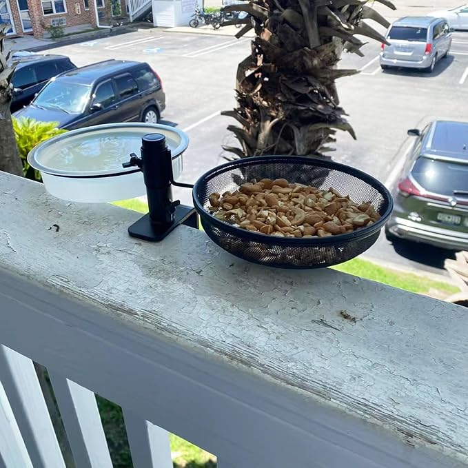 Plastic Round Bird Feeder Bowl and Metal Round Bird Feeder Tray,Wild Birds Seed Mesh Tray Bath Water Bowls Outdoor Accessory for Humming Feeder Station