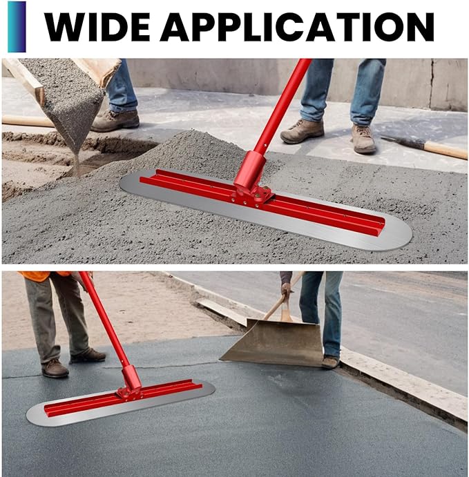 Bull Float With 48x12 Inch Base, 22 Pounds Bull Float Concrete Tools, Stainless Steel Concrete Bull Float With Four Aluminum Alloy Poles, Concrete Finishing Tools