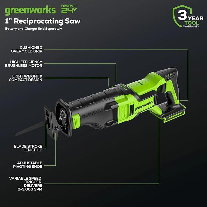 Greenworks 48V (24V x 2) Electric Lawn Mower Combo Kit - 20" Mower, 12" String Trimmer, 320 CFM Blower, 1/2" Drill, 1/4" Impact Driver, 1-1/8" Reciprocating Saw - 5 Batteries, 3 Chargers