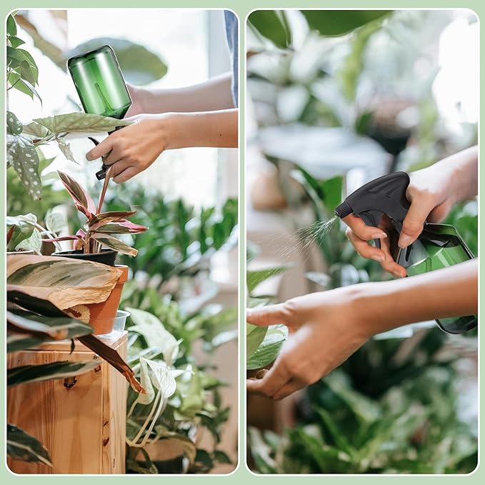 Baderke 2 PCS 360° Spray Bottle, 16 oz Upside Down Spray Bottles, Plastic Spray Bottles is Nice for Plants, Cleaning Solutions, Durable Nozzle w/Fine Mist and Stream Setting(Green)