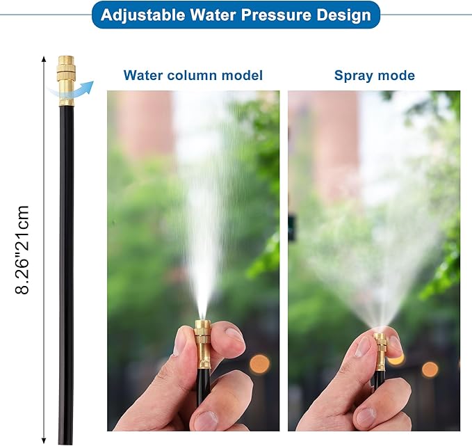 Mornajina Automatic Drip Irrigation Kits Garden Irrigation System, Includes 66FT 5/16 inch Irrigation Tubing Hose & 20Pcs 360° Bending Dropper Atomizing Mist Nozzles Tee for Garden Watering System