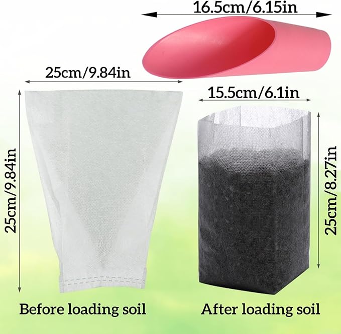 Plant Nursery Grow Bags, Non-Woven Fabric Seedling Starter Pots for Vegetable, Flower, Fruit Saplings, Tree Growing, Home Garden Supply (9.85"x9.85"/Pack of 100)