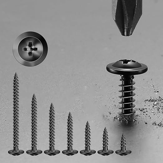 #8 x 5/8" Wood Screw 500Pcs Alloy Steel Standard Thread Truss Head Fast Self Tapping Black Oxide by SG TZH