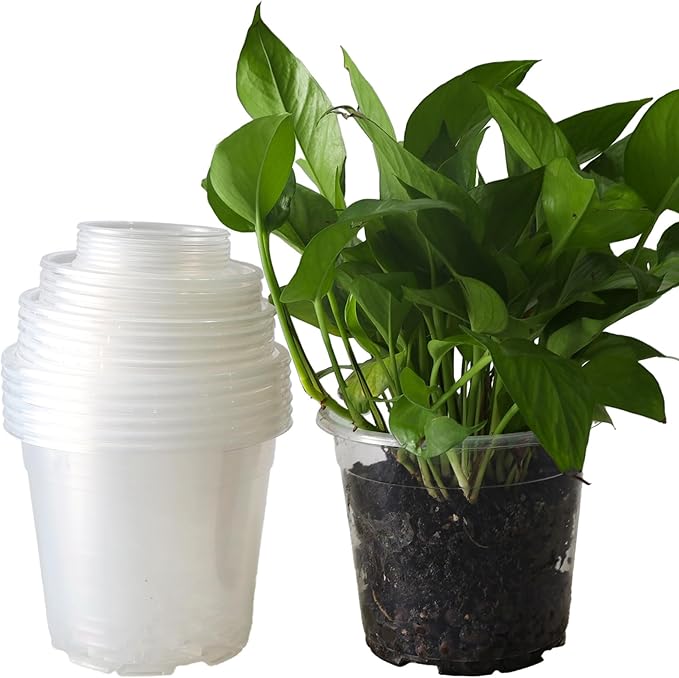 30 Packs Clear Nursery Pots with Drainage Hole 3.5/4/5/6/6.7 Inch Clear Pots for Plants Succulent Plant Pots Set Plastic Seedling Starting Pots Flower pots Planter Seed Starter, Clear