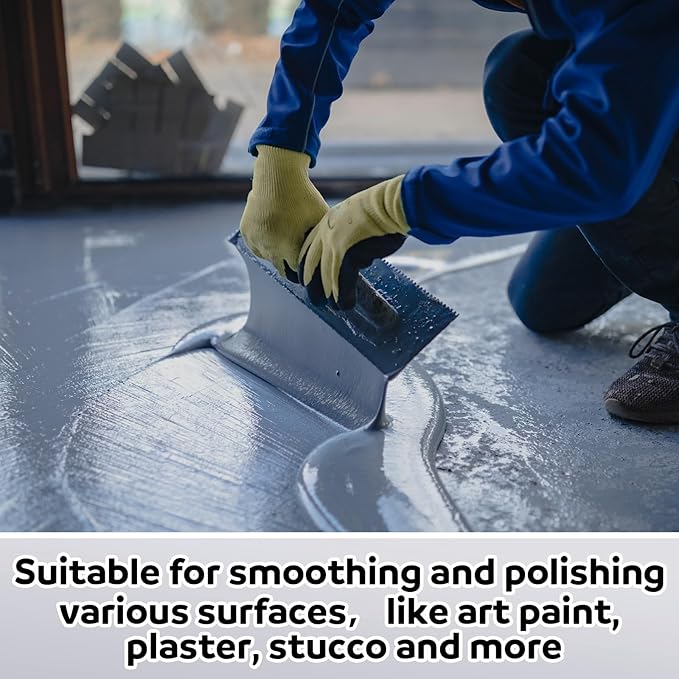 Lasnten 3 Pcs Venetian Plaster Trowel Set Polished Stainless Steel Art Paint Plastering Finishing Hand Tools Concrete Drywall Trapezoid Finishing Trowel Plaster Tools with Wooden Handle, 3 Sizes