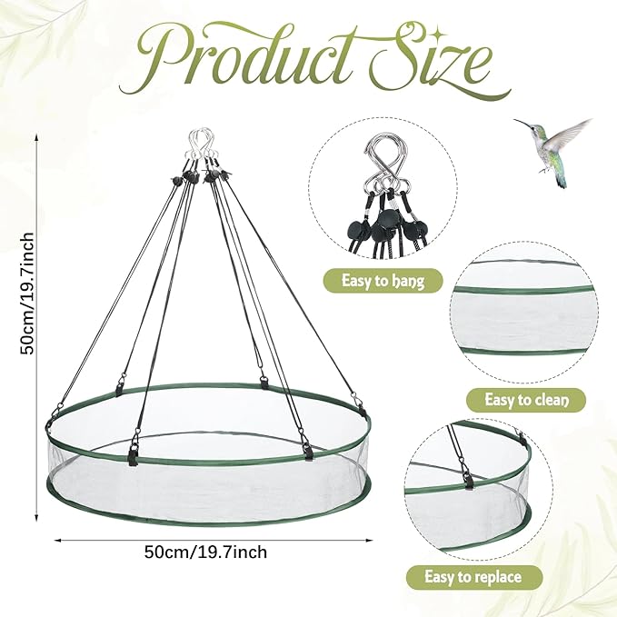 Universal Wild Bird Seed Catcher Hanging Hoop Platform Bird Seed Catcher Tray for Hummingbird Feeders Bee Feeder Outdoor Garden Accessories(2 Pieces,24 Inch)