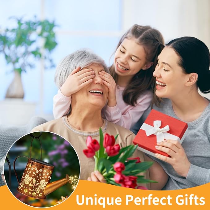 Solar Watering Can Light, Solar Powered Hanging Lantern Landscape Lights, Decorative Garden for Yard Waterproof Garden Decor, Gifts for Mom, Grandma（02-Hummingbird）