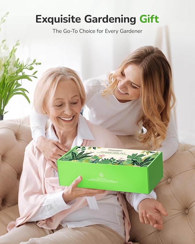 All-in-One Garden Tool Set, 11-Piece Heavy Duty Gardening Tools with Ergonomic Canvas Shoulder Crossbody Bag, Rust-Proof Premium Garden Tool Kit, Gardening Gift for Women Men (Pink)