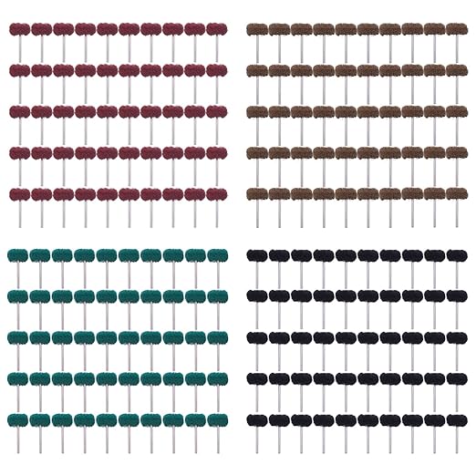 Rocaris 200 Pack Abrasive Wheels, 1" (25mm) Abrasive Buffing Polishing Wheels Burr for Rotary Tools-1/8(3mm) Shank…