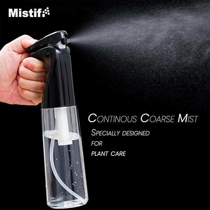 Refillable Fine Mist Spray Bottle for Plants – 300ml (10oz) Water Mister for Gardening, Cleaning & More (black)