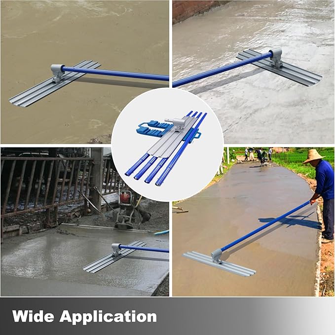 Bull Float Aluminum Magnesium Alloy Concrete Float 48"x8" Round End Board Kit trowel Tool Cement Tools Float Bracket Concrete Tools Finishing With 57" Handle x4 VOYAR