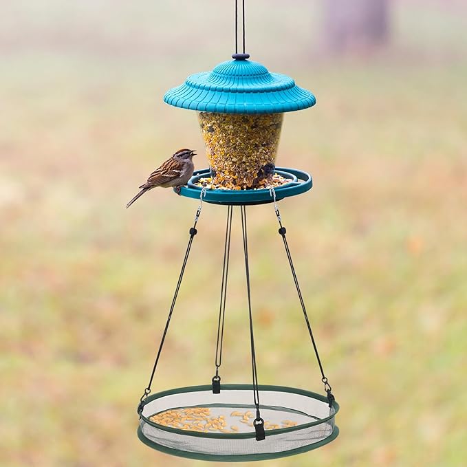 Universal Wild Bird Seed Catcher Hanging Hoop Platform Bird Seed Catcher Tray for Hummingbird Feeders Bee Feeder Outdoor Garden Accessories(2 Pieces,16 Inch)