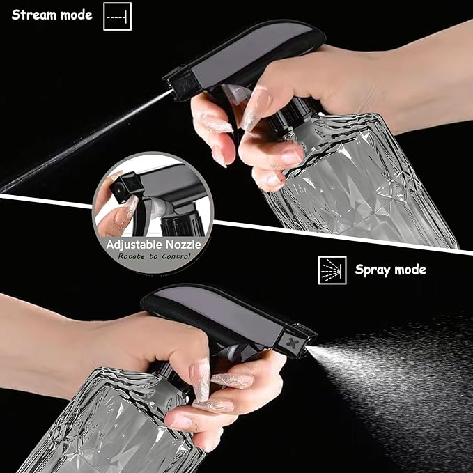 Glass Handheld Spray Bottle, 15oz Refillable Water Bottle Spray, Reusable Adjustable Nozzle Plant Mister Spray Bottles Indoor, Plant Mister for Hair, Cleaning, Gardening, Pets Care (Dark Grey)