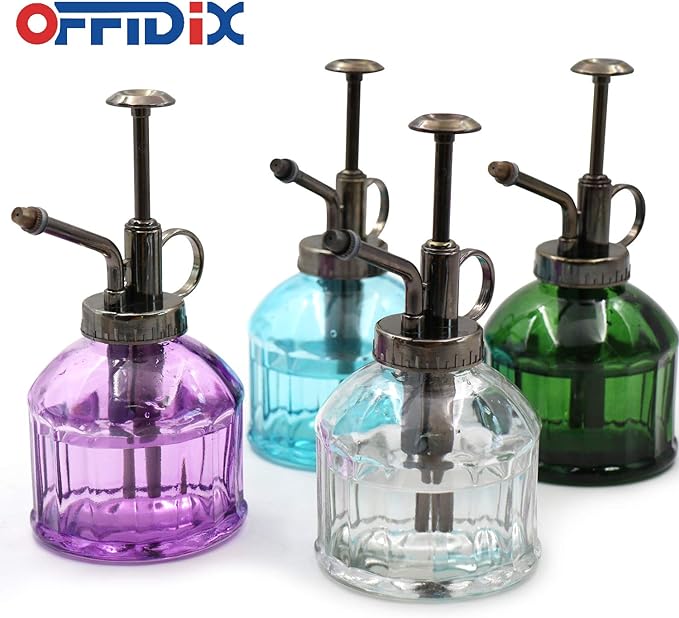 OFFIDIX Transparent Glass Watering Spray Bottle,Plant Mister with Plastic Bronze Plastic Top Pump, Glass Small Watering Can for Indoor Potted Plant, Outdoor Indoor Garden, Plants, Cleaning Solutions