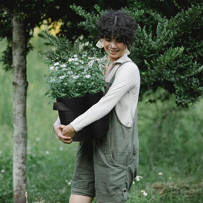 LITLANDSTAR 100-Pack 10 Gallon Grow Bags, Heavy Duty Thickened Nonwoven Aeration Fabric Pots with Handles, Aeration Grow Bags for Vegetable/Flower/Plant