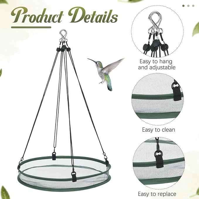 Universal Wild Bird Seed Catcher Hanging Hoop Platform Bird Seed Catcher Tray for Hummingbird Feeders Bee Feeder Outdoor Garden Accessories(1 Pieces,16 Inch)