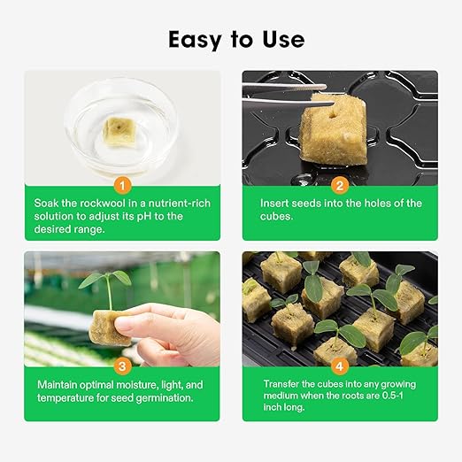 VIVOSUN 1 Inch Rockwool Cubes, 100 Plugs Grow Cubes for Hydroponics, Cuttings, Cloning, Plant Propagation, Seed Startling