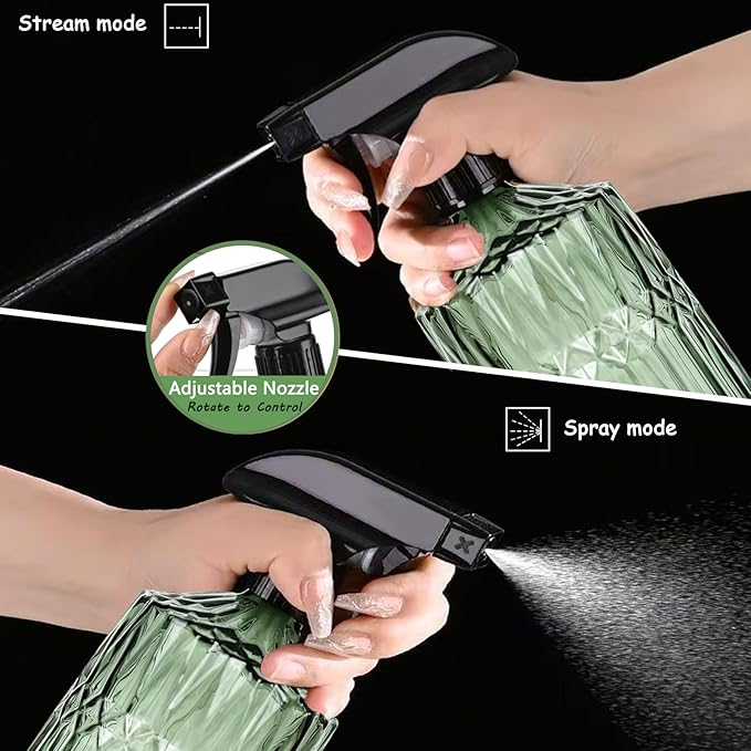 Glass Handheld Spray Bottle, 15oz Refillable Water Bottle Spray, Reusable Adjustable Nozzle Plant Mister Spray Bottles Indoor, Plant Mister for Hair, Cleaning, Gardening, Pets Care (Green)