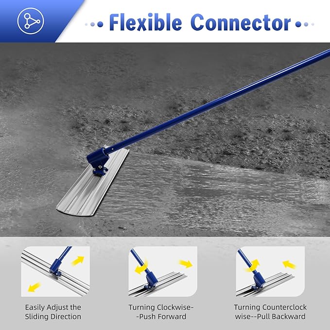 Professional Concrete Finishing Tools,47.24 x 7.28 Inch Round End Concrete Bull Float Kit,Cement Surface Smoothing & Leveling Trowel w/1.8M(6FT) Float Handle (B)