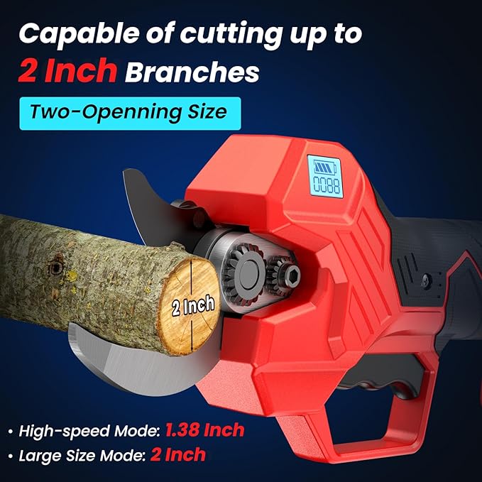 Electric Pruning Shears -1000W Brushless Motor Cutting 2 inch Diameter Professional Gardening Electric Shears,Heavy Duty Branch Pruner,2 * 2000mAh Batteries,2*Sk7 Blades, Perfect for Tree Trimming