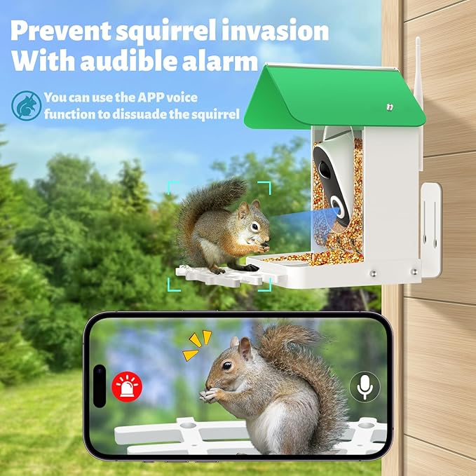 Smart Bird Feeder Camera AI Identify 8000+ Birds,Auto Capture Videos & APP Notify Video Camera for Bird Lovers-Ideal Gift for Family