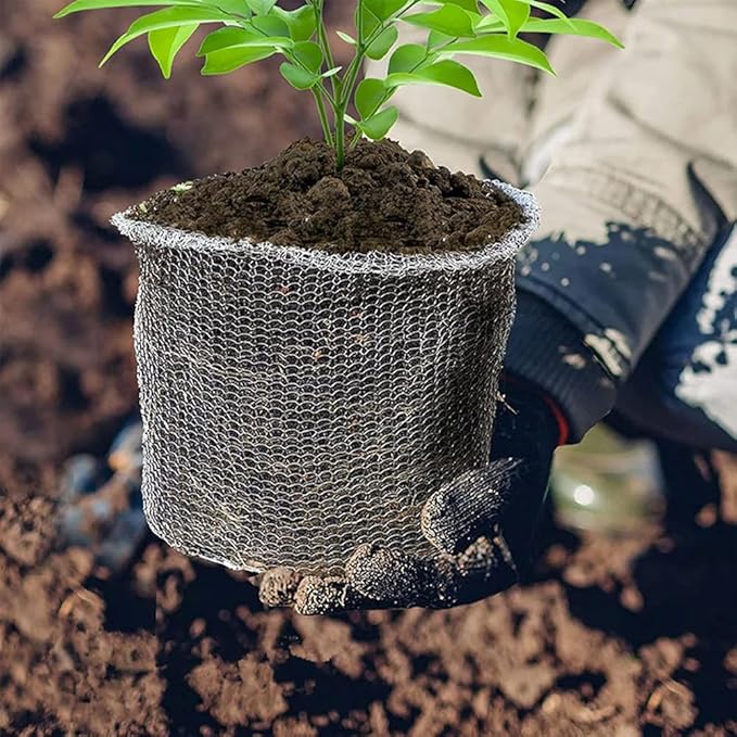 Ukontagood 10 Pack Root Guard Gopher Proof Stainless Wire Steel Baskets, 1 Gallon Root Guard Basket, Gophers Moles Voles Mesh Baskets Underground Stainless Steel Wire for Plants Roots Protection