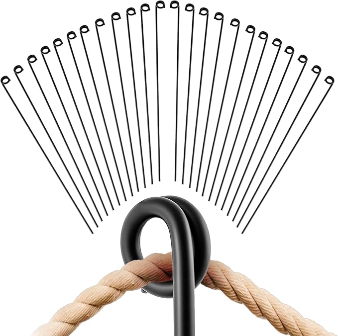 Ferraycle 24 Pcs 42 Inches/3.5 ft Single Rope Poles Steel Stakes with Loop for Creating a Rope Border Around Flower Beds, Fence, Trees, Garden, Walkways, Fountains