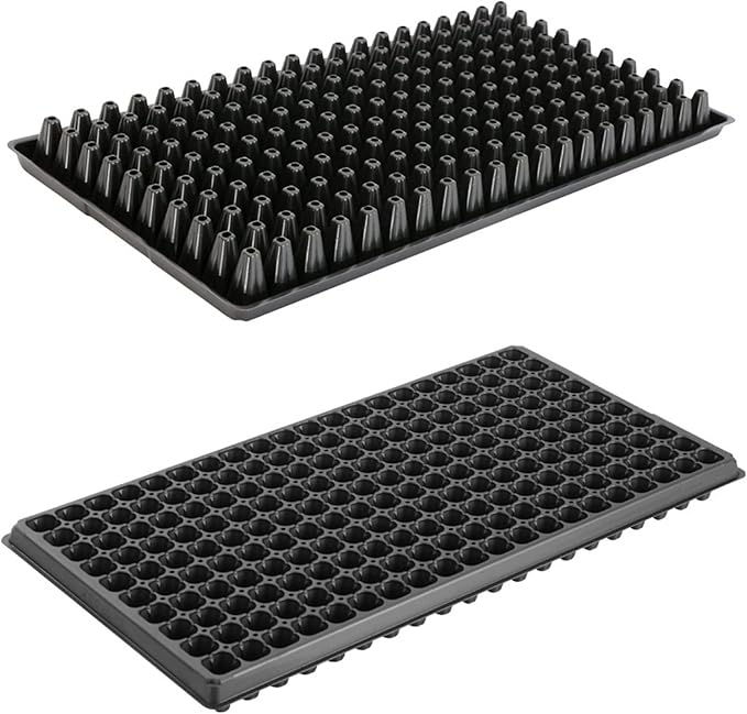 200 Cell Plug Tray, 10pcs-Pack Thick Durable Seed Starter Flats Vegetable Fruit Seeds Seedling Plastic Plug Farmer Nursery Trays Propagation