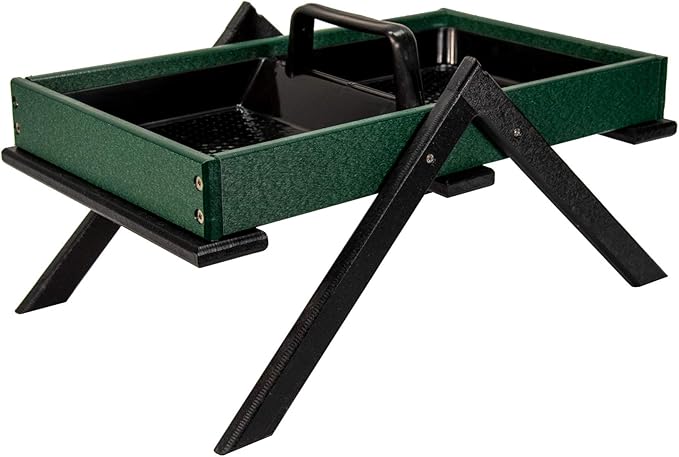 JCs Wildlife Removable Tray Ground Bird Feeder - Platform Bird Feeder - Holds 8 Cups of Seed (Large, Green)