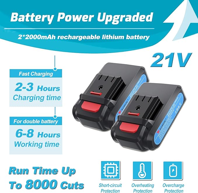 KOMOK Electric Pruning Shears, Cordless Electric Pruner Battery Operated Tree Branch Cutter with 2pcs 2Ah Lithium Batteries, 1.2 inch (30mm) Cutting Diameter 8-10 Working Hours