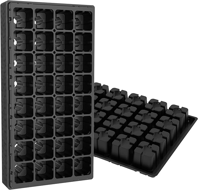 Gardzen 10 Pack 32 Cell Seed Starter Trays, 2" Deep Plug Tray for Seedlings, Heavy Duty Seedling Trays with Drainage Holes, Fit Standard 1020 Drip Tray