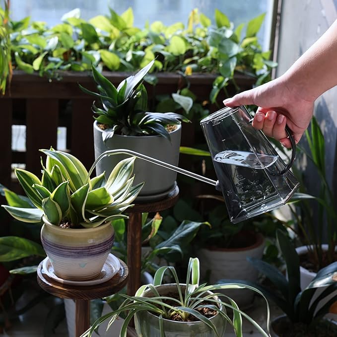 Goowin Indoor Plants Watering Can, Long Spout 47 oz with Bonus 16 oz Spray Bottle & 8.5 oz Squeeze Bottle, Grey