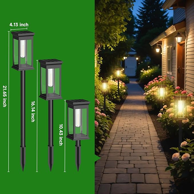 Solar Pathway Lights Outdoor Waterproof – 8 Pack Bright Solar Powered Garden Lights with Auto On/Off, IP65 LED Landscape Lighting for Walkway Patio Lawn Yard Decor